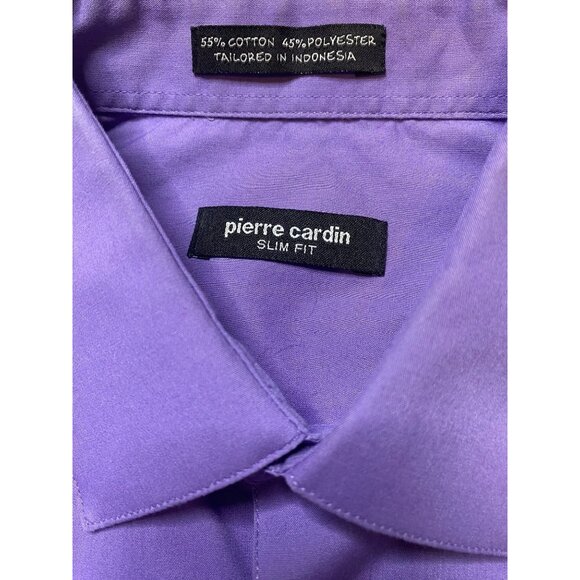 Pierre Cardin Purple Button Down Shirt M 15-15 1/2 32/33 - Picture 4 of 7